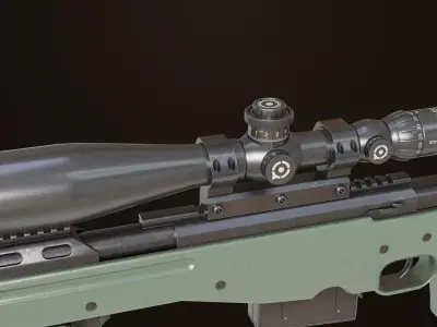 Sniper Rifle 03 Green Rigged All PBR Unity UE Textures Low-poly 3D model
