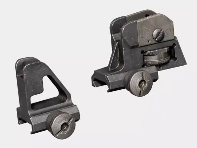 AR15 M4A1 Modular Iron Sight A2 Customizable Low-poly 3D model