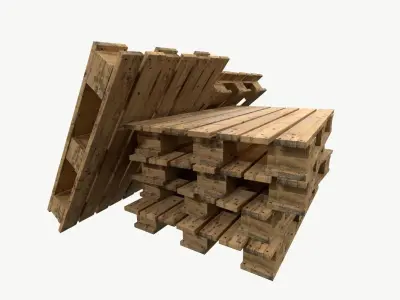 Pallet type asia wing 3 sets of texture Low-poly 3D model