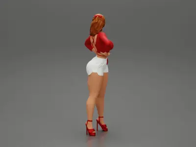 Sexy girl in short and heels posing 3D print model