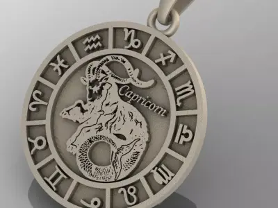 Capricorn zodiac pendant 3D print model