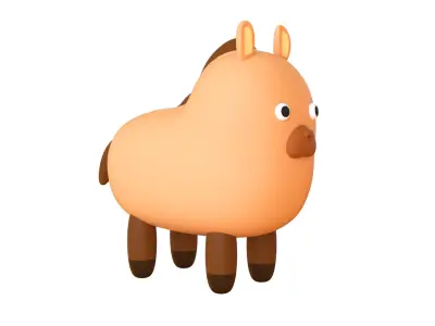 Low-Poly Horse Animated - Fun World Animal Low-poly 3D model