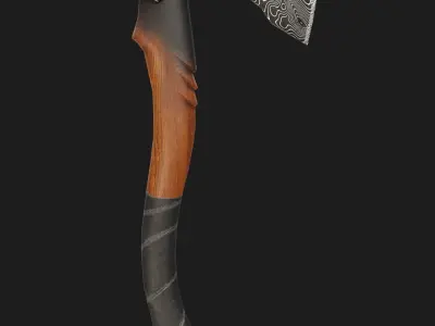 Damascus steel ax Low-poly 3D model