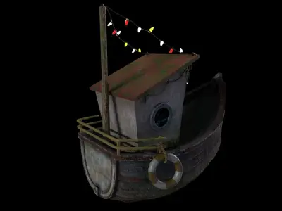 Boat Free 3D Model - Free Game Ready Low Poly 3D Model Low-poly 3D model