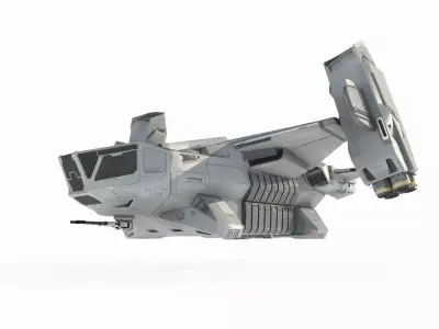 Future sci-fi military transport aircraft 3D model
