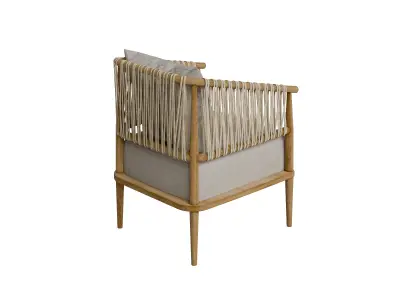 Accent Chair With Weave Rope Design And Seat Cushion Low-poly 3D model