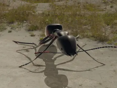 Ant 3D model rigged animated Low-poly 3D model
