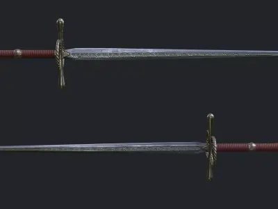 Two handed sword 01 Low-poly 3D model
