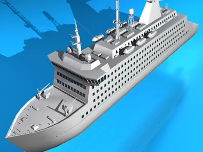 Ferryboat2 cruise ship in water 3D model