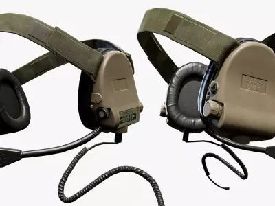  Tactical Headphone Low-poly 3D model