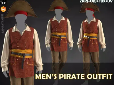 MENS PIRATE OUTFIT 3D model purchase