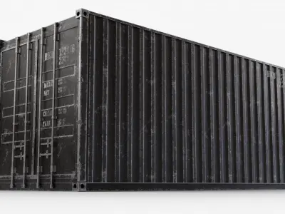 20Ft Cargo Container - Black - Dirty 3D model