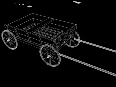 Wooden cart 3D model shop