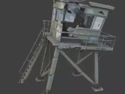 Ruined Frontier Military Watchtower 3D Model Low-poly 3D model