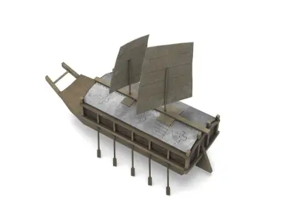 Korean Turtle Ship - Medieval Warship Low-poly 3D model