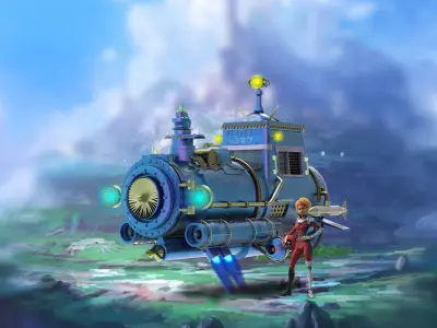 Spaceship steam locomotive 3D print model