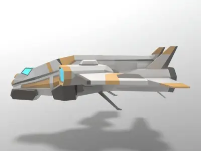 Sci-fi Space Aircraft SA-3 Low-poly 3D model