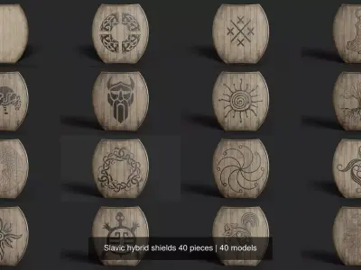 Slavic hybrid shields 40 pieces 3D Model Pack