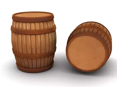 Stylized Wooden Barrel  Low-poly 3D model