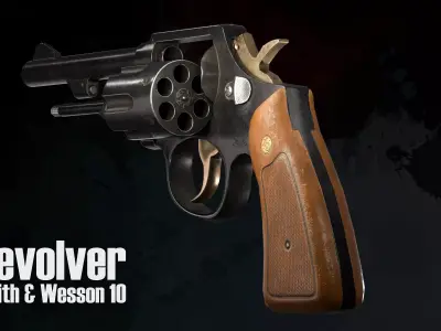 Revolver SmithWesson 10 Low-poly 3D model