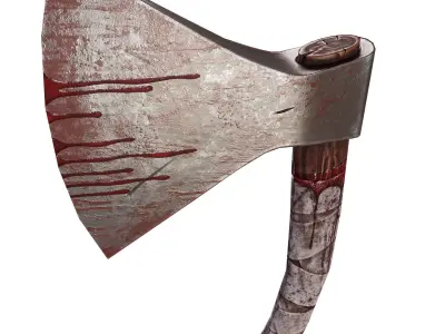 Scary axe in the blood Low-poly 3D model