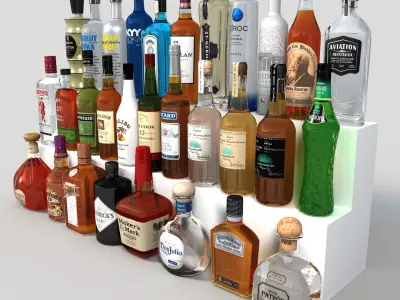 Liquor Bottles 3D model
