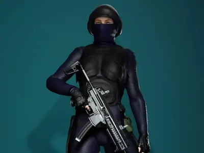 Female SWAT Soldier Free 3D model