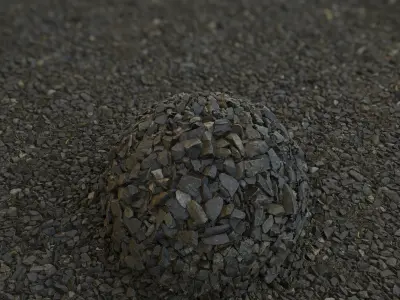 Dark Gravel RailWay Gravel Texture Low-poly 3D model