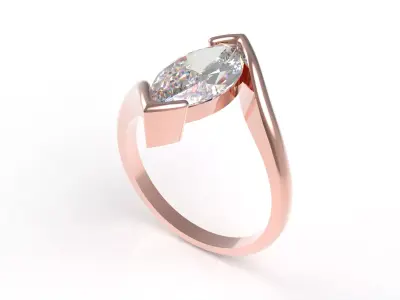 Fancy Solitaire Marquise Ring 3D print model