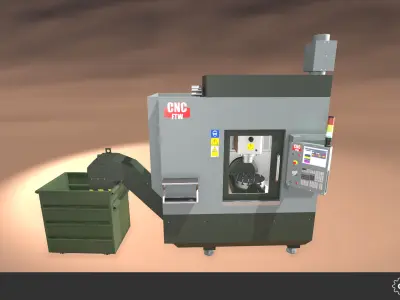 CNC Mill Set Low-poly 3D model