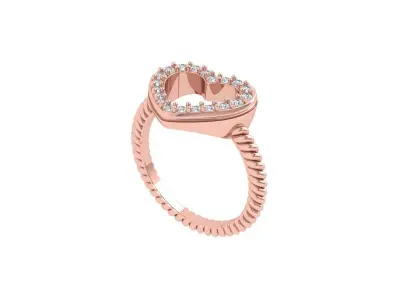 Heart Ring 3D print model 9