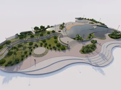 public park-Private Park Landscape 3D model 24