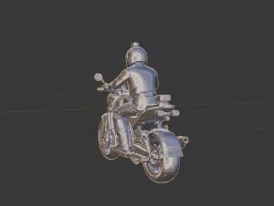 Motorcyclist on Classic Bike 3D Model 3D print model