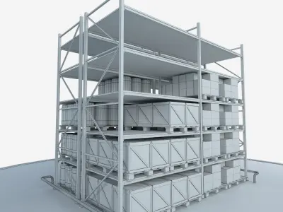 Warehouse Rack Low-poly 3D model