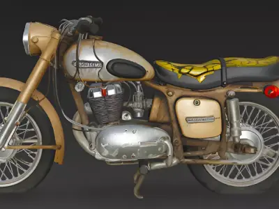 Vintage Tan Old Broken Scratched Motorcycle 3D Model 3D model