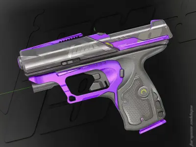 Foxx-19 Sci-fi Concept Pistol PBR Low-poly 3D model