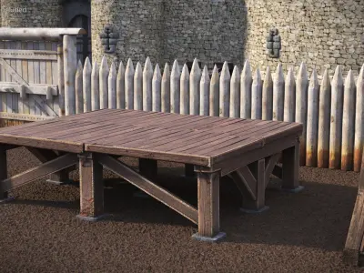 Old Timber Podium Reinforced Frame 3D model