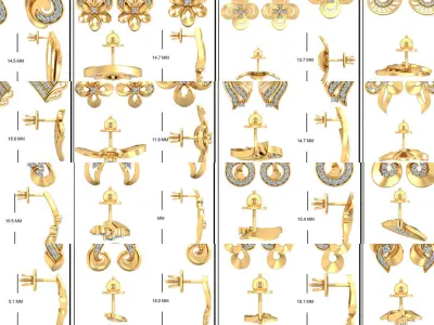STL 82 EARRING FILES 3D Model Pack