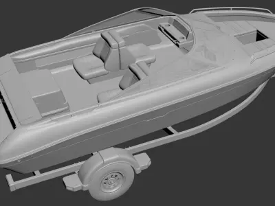 Sea Ray 180 1992 Bowrider Boat with Trailer  Detailed 3D Model 3D model