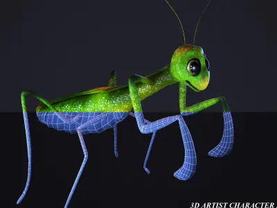 cartoon mantis Low-poly 3D model