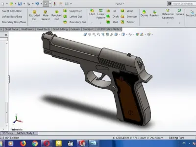 vector-mechanical-gun computer screen showing gun 3D model