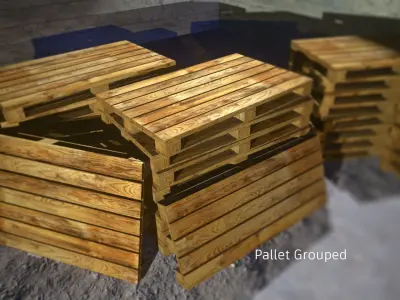 Wooden Pallet Collection  Low-poly 3D model