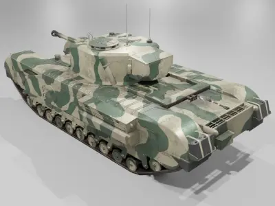 Churchill MK VII Infantry Support Heavy Tank Low-poly 3D model