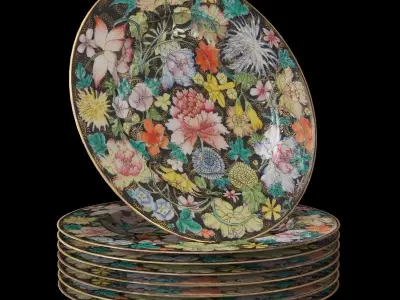 Chinese Guangxu Millefleur Plate Low-poly 3D model