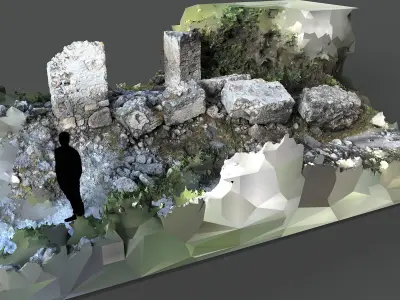 Abandoned House Ruined Part Scan - Fallen Wall Parts 3D model