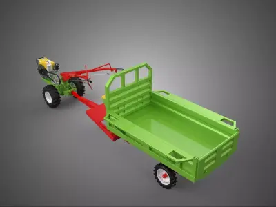 IMPLEMENT HAULAGE TRAILER FARM AGRICULTURAL VEHICLE TRACTOR CART 3D model
