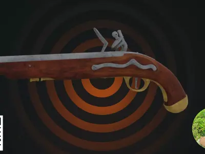 Antique Flintlock Duel Pistol 3D model