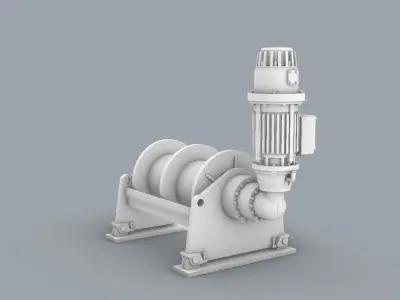 Hydraulic Drive Winch Low-poly 3D model