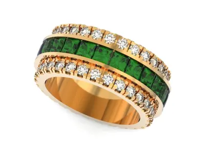 Wedding Ring Princess-cut Sapphire and Diamond 1239 3D print model
