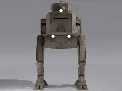 Panzer Mech Walker with RIG and LOWPOLY Desert Camo Low-poly 3D model